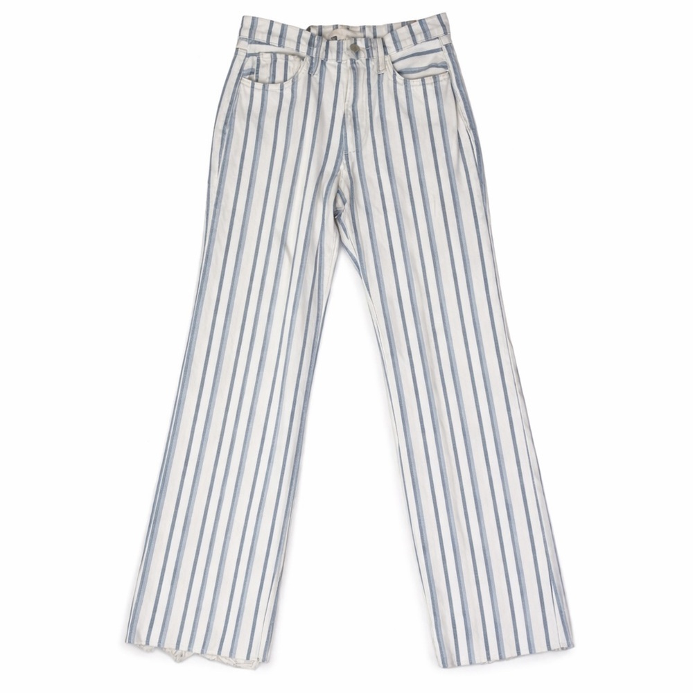 Joe's Jeans The Blake High Rise Wide Leg Crop Jeans Blue White Striped Size 26 - Picture 4 of 11